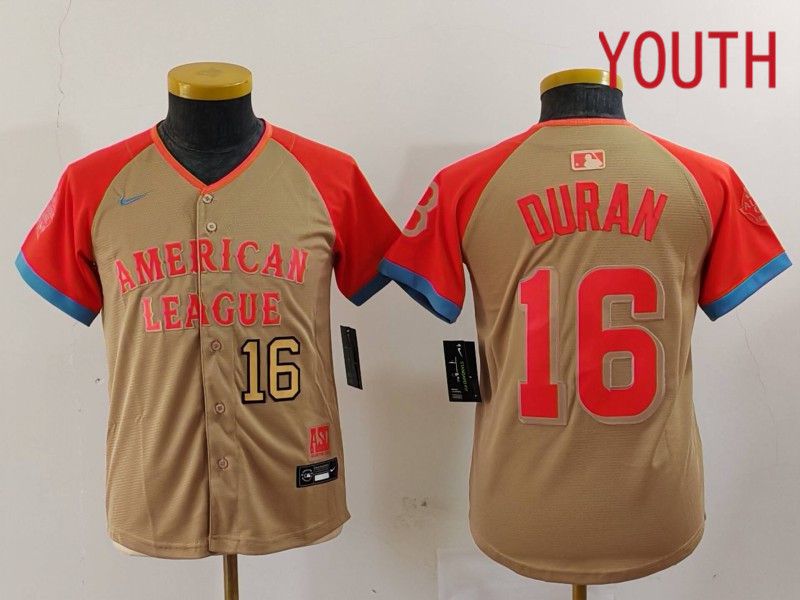 Youth Boston Red Sox #16 Duran Orange All star 2024 Nike MLB Jersey style 1->customized ncaa jersey->Custom Jersey